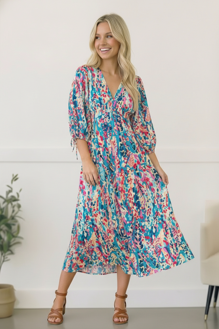 Pop of Paradise Turquoise Dress    Joy & Country