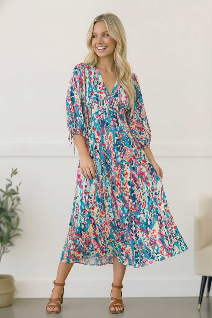 Pop of Paradise Turquoise Dress    Joy & Country