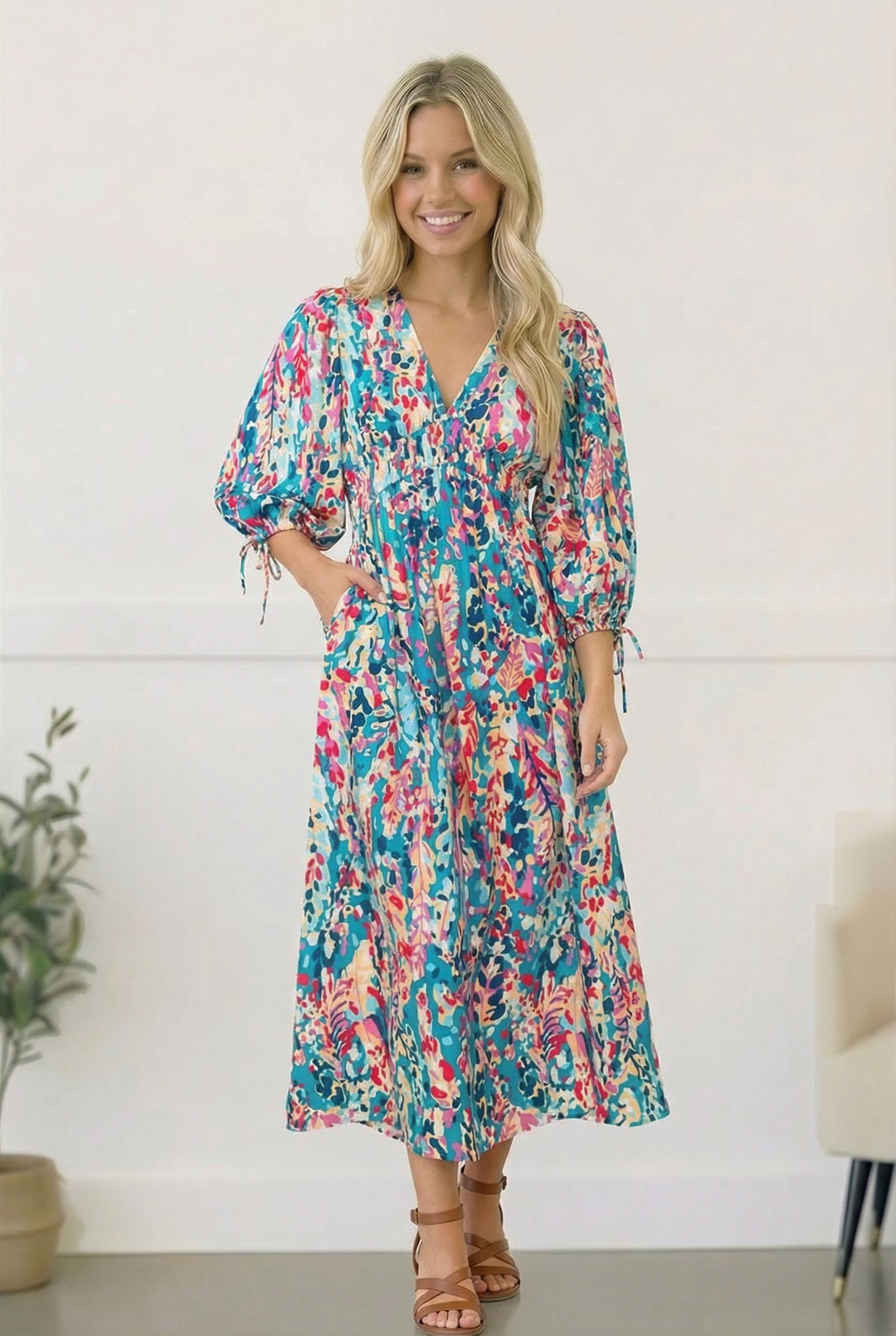 Pop of Paradise Turquoise Dress    Joy & Country