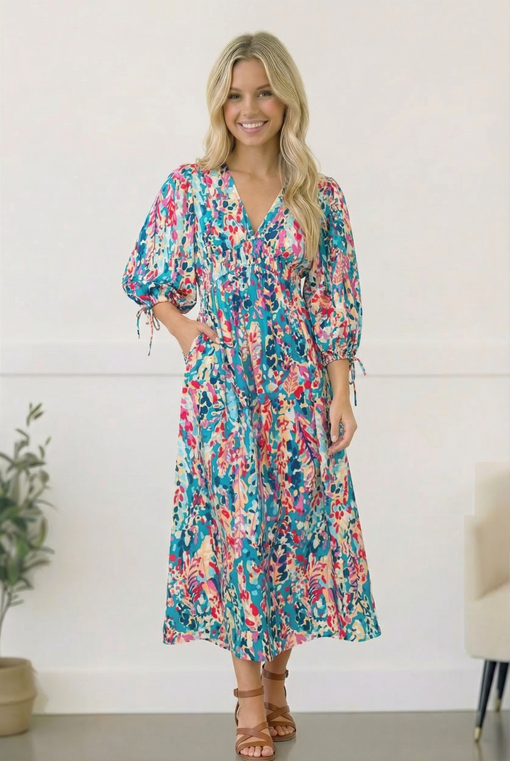 Pop of Paradise Turquoise Dress    Joy & Country