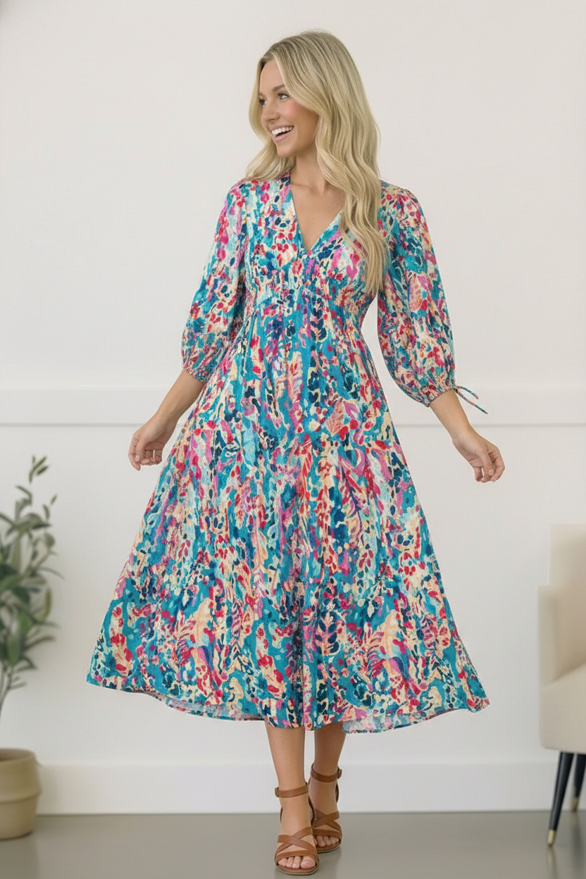 Pop of Paradise Turquoise Dress    Joy & Country