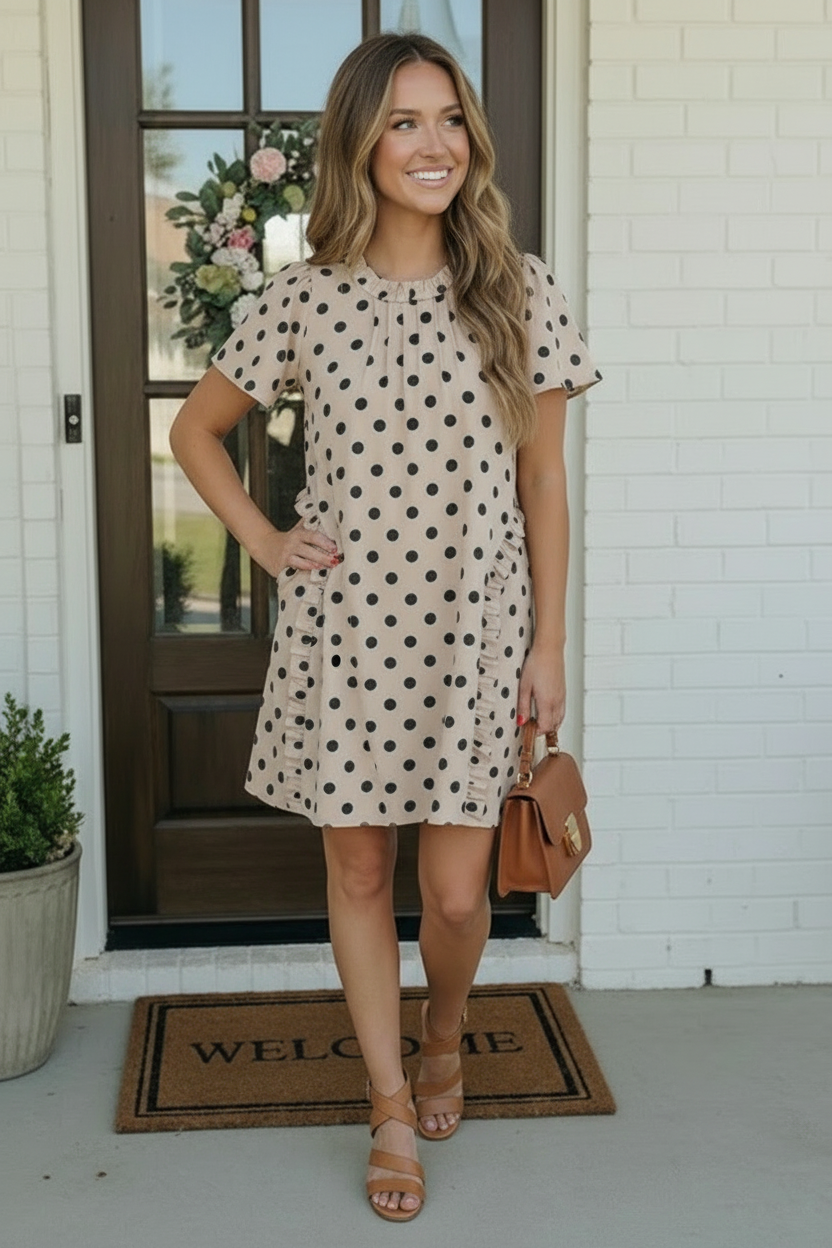 Spotted Something Sweet: Polka Dot Ruffle Mini Dress    Joy & Country