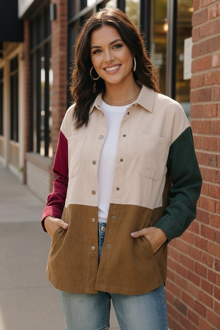Cabin Weekend Button-Up Corduroy Shacket    Joy & Country