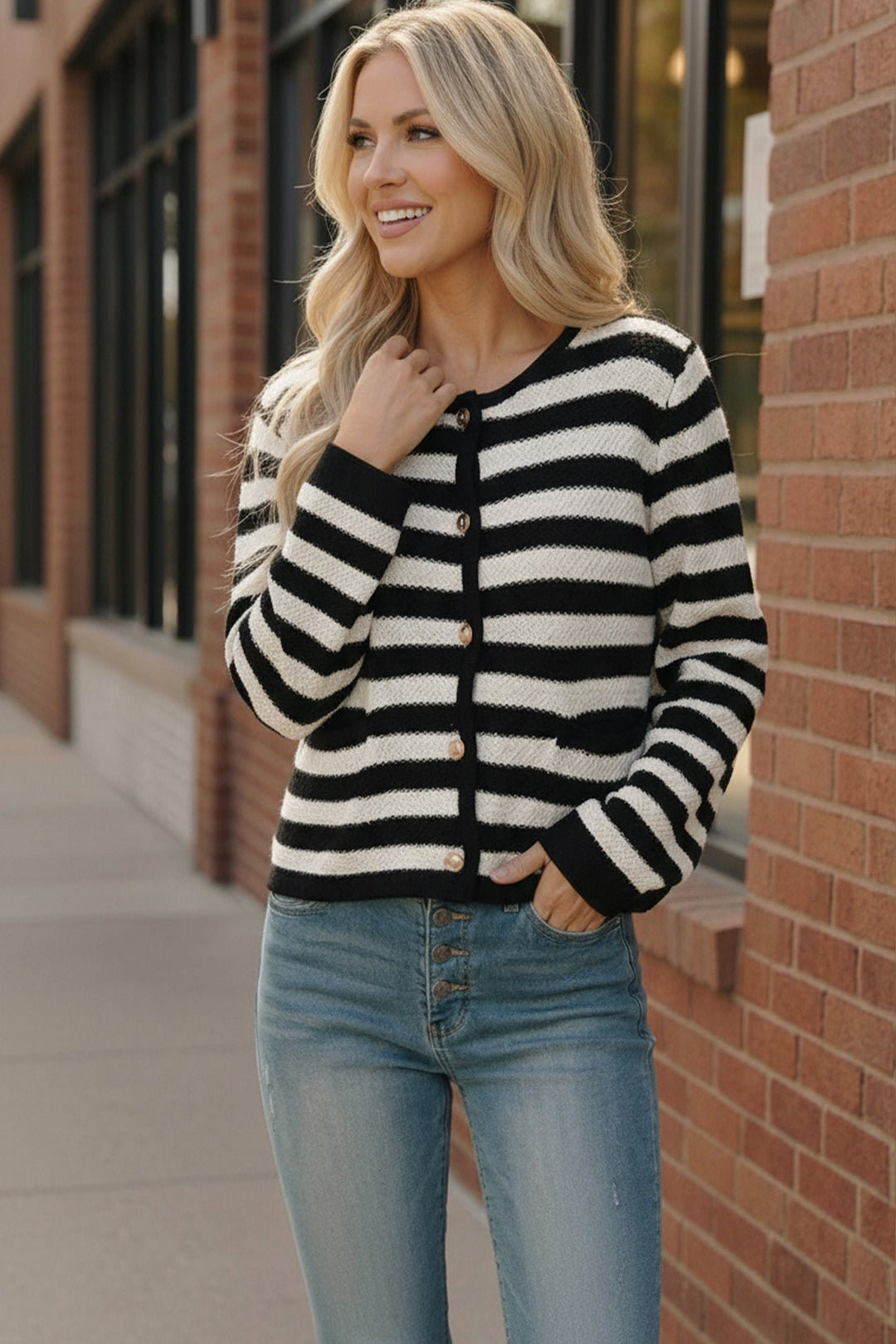 The Parisian Stripe Cardigan    Joy & Country