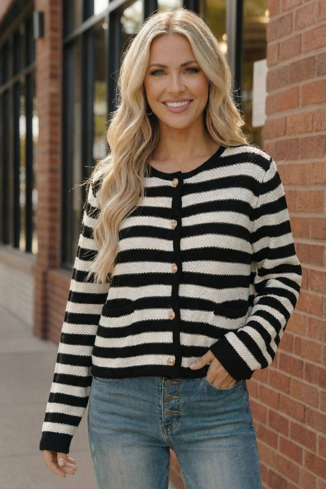 The Parisian Stripe Cardigan    Joy & Country