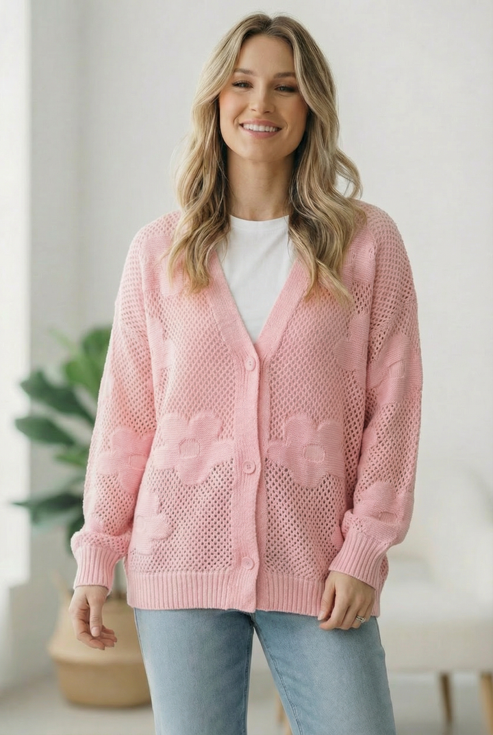 The Pink Daydream Netted Cardigan    Joy & Country