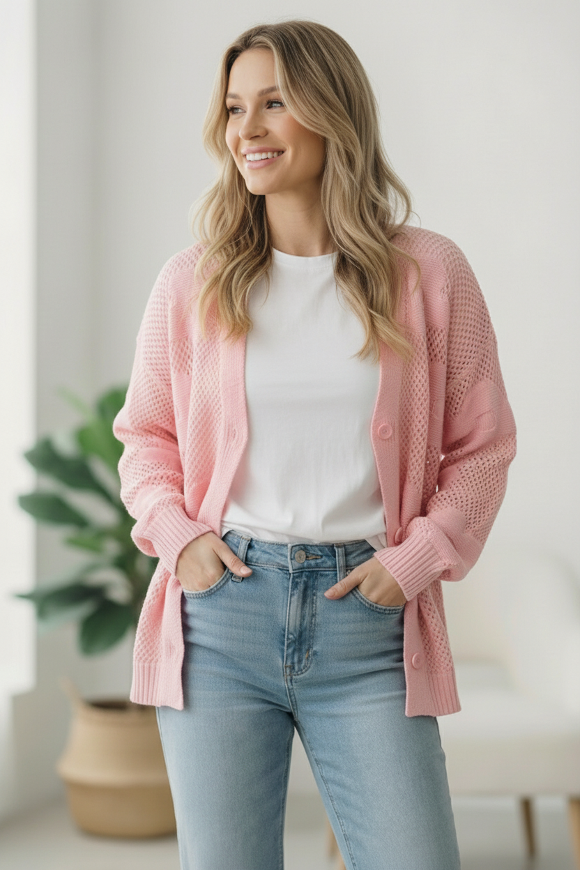The Pink Daydream Netted Cardigan    Joy & Country