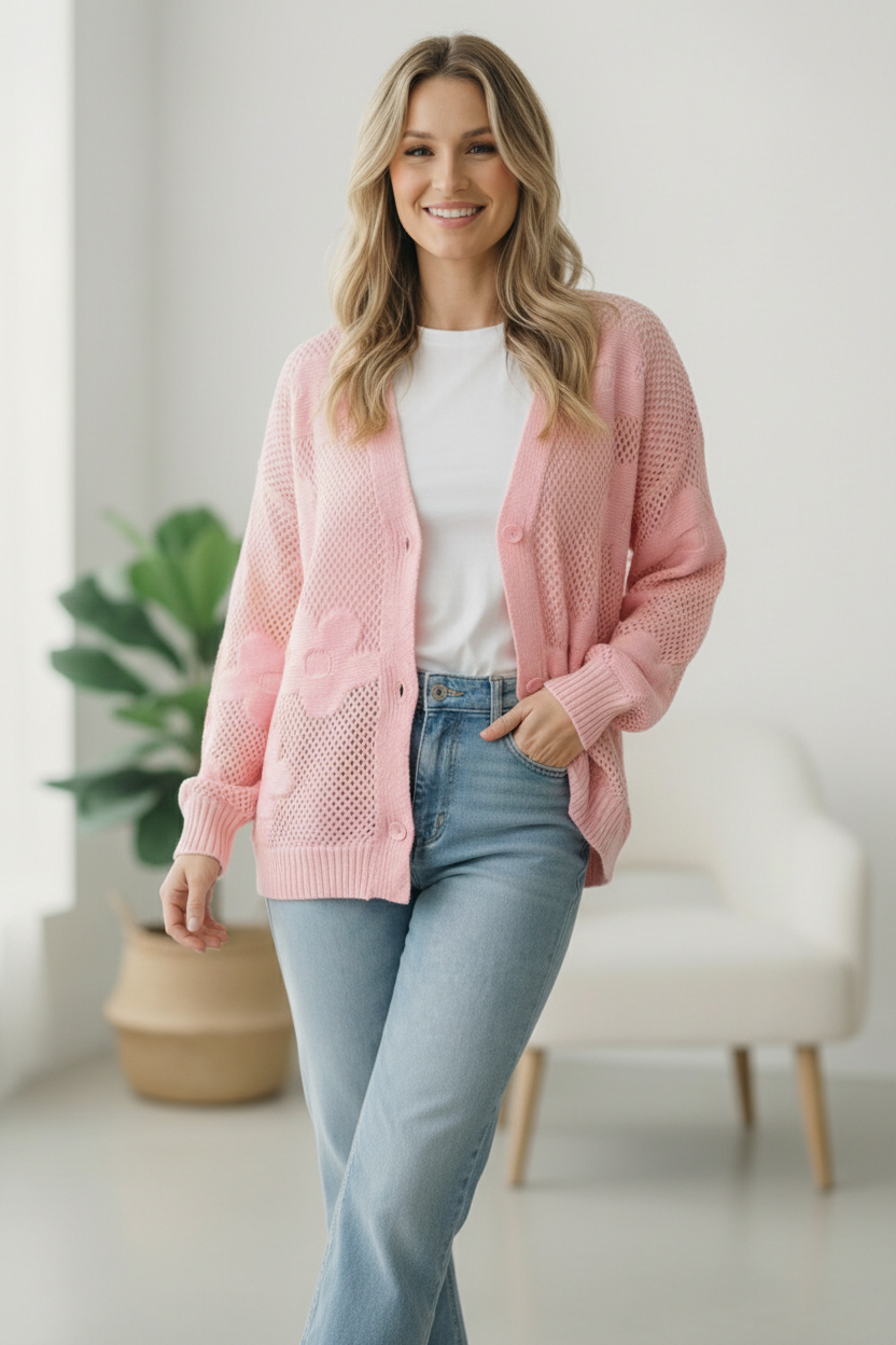 The Pink Daydream Netted Cardigan    Joy & Country