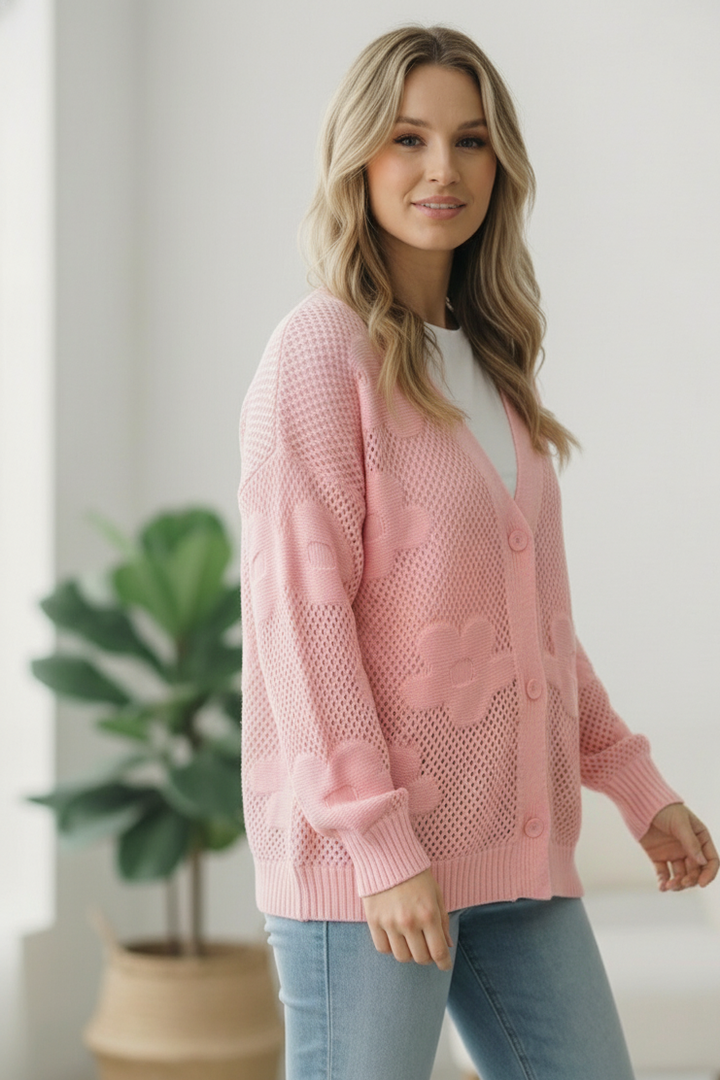 The Pink Daydream Netted Cardigan    Joy & Country