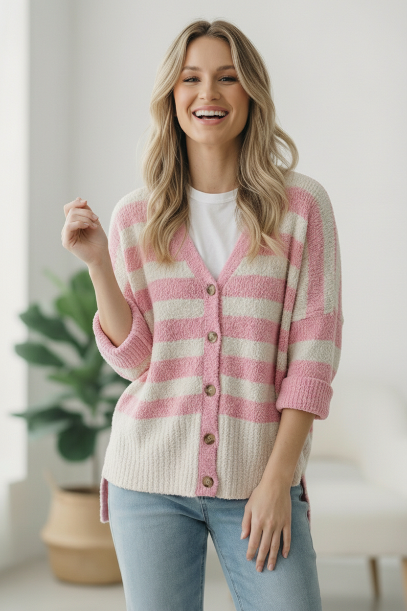 Hometown Heart Striped Cardigan    Joy & Country