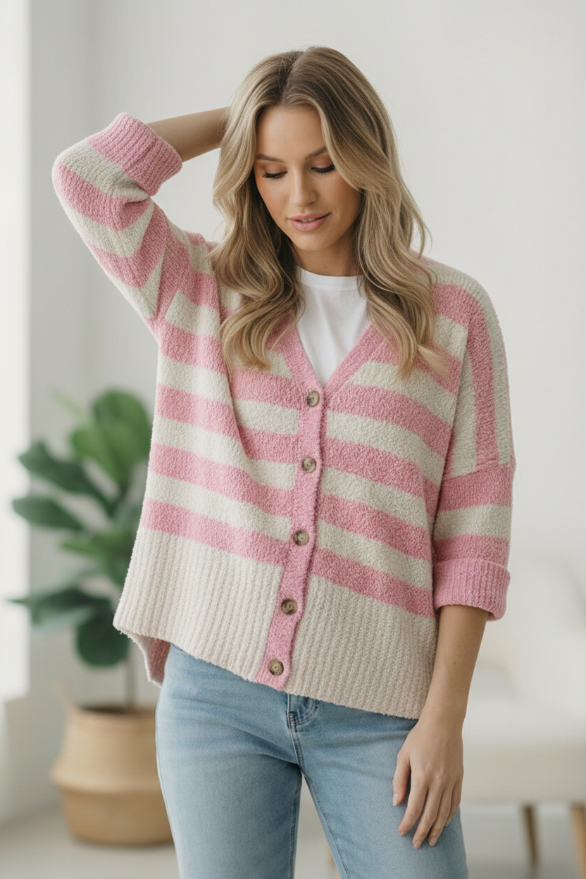 Hometown Heart Striped Cardigan    Joy & Country