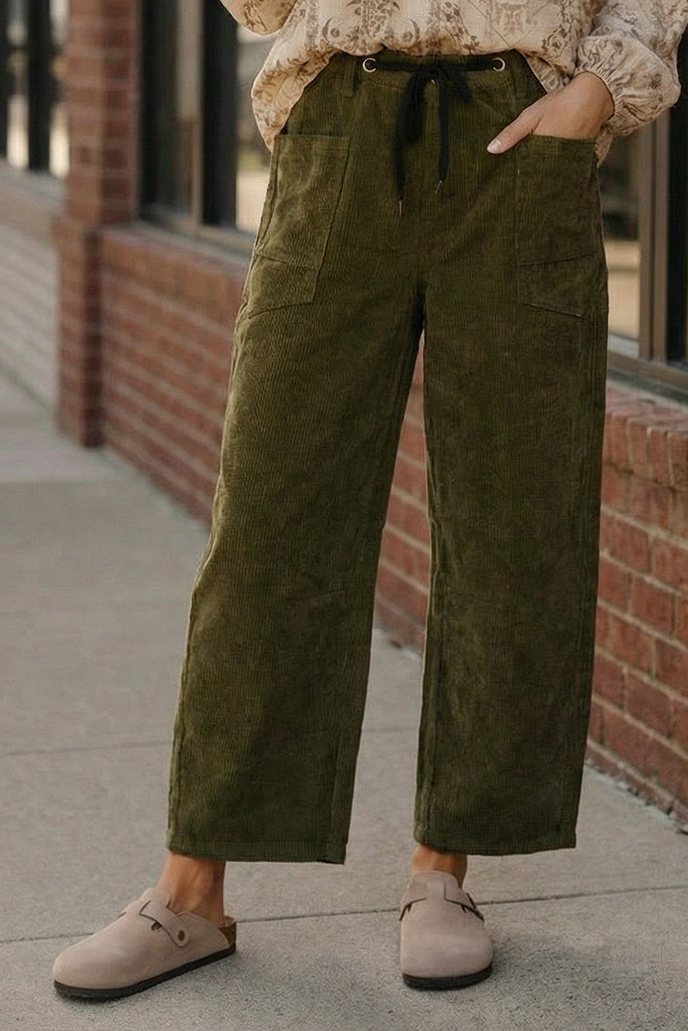 Stealth Mode Olive Drawstring Pants    Joy & Country