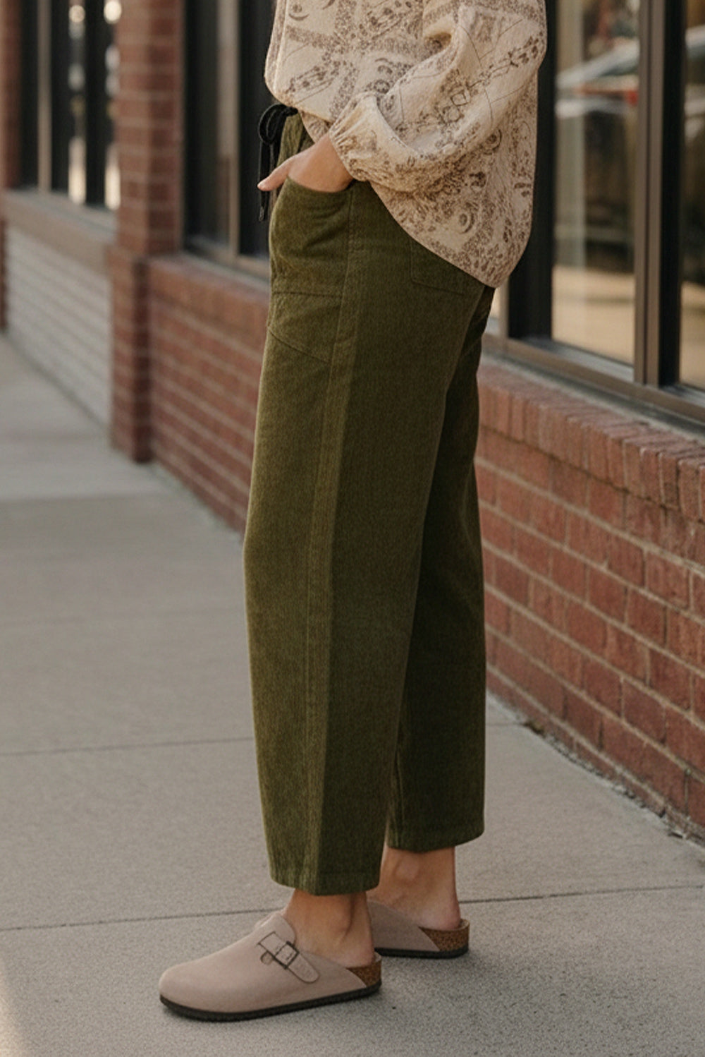 Stealth Mode Olive Drawstring Pants    Joy & Country