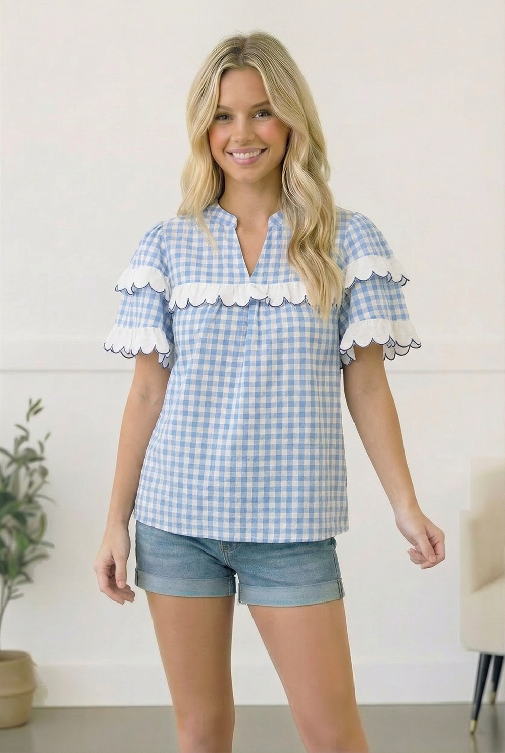 Sweet Meadow Cotton Gingham Top    Joy & Country