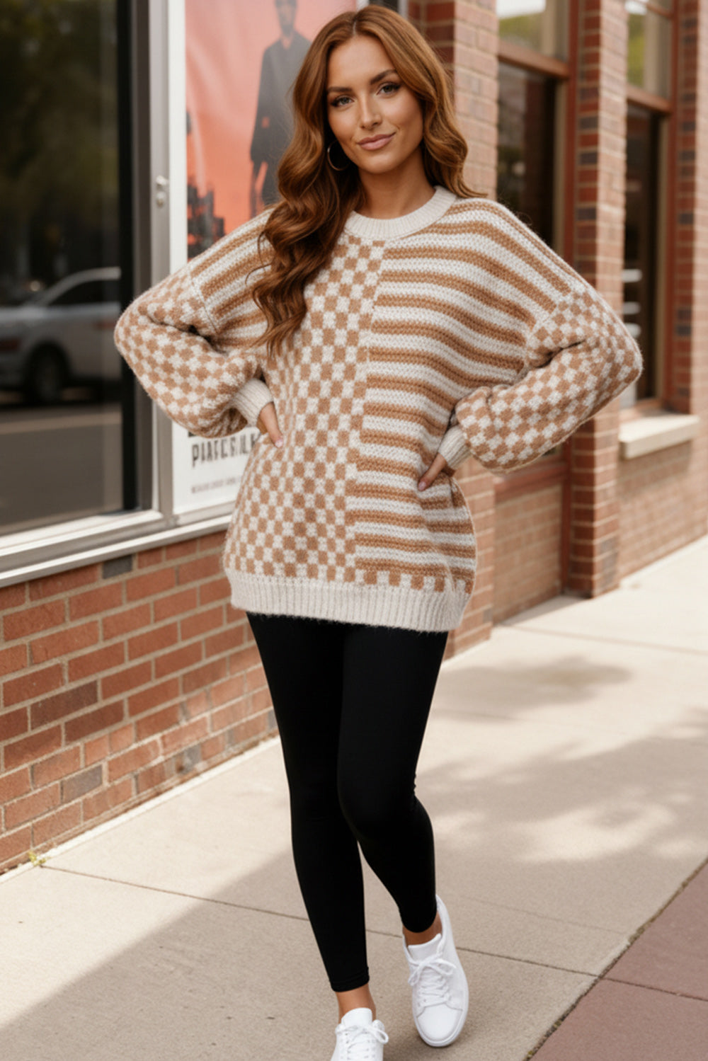 Cozy Crossroads Taupe Sweater    Joy & Country