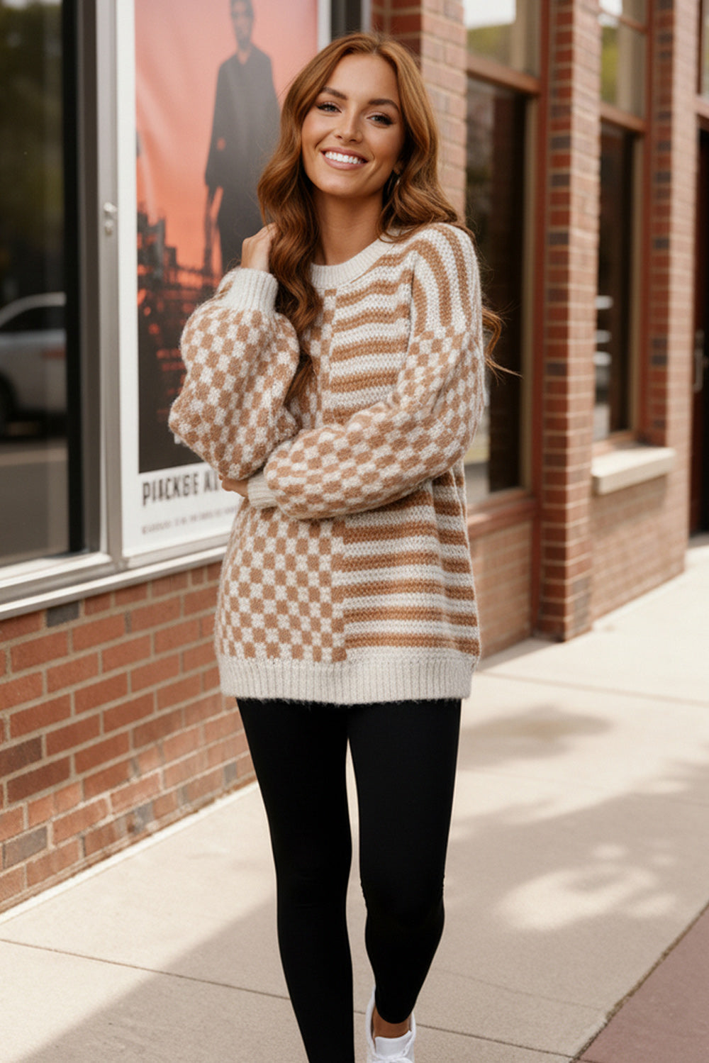 Cozy Crossroads Taupe Sweater    Joy & Country