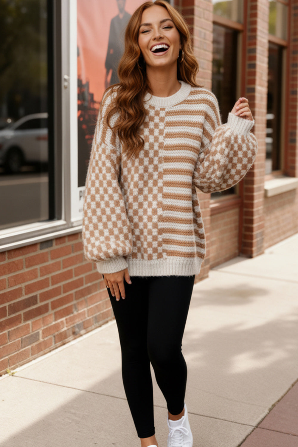 Cozy Crossroads Taupe Sweater    Joy & Country