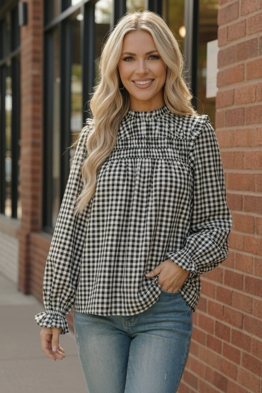 Wildwood Check White Smock    Joy & Country