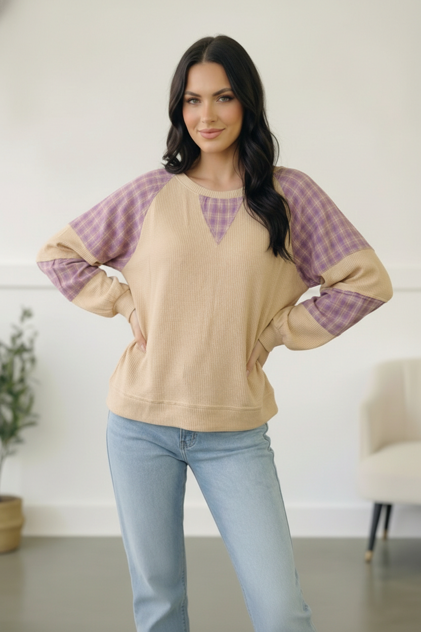 Country Cozy Oatmeal Long Sleeve Thermal    Joy & Country