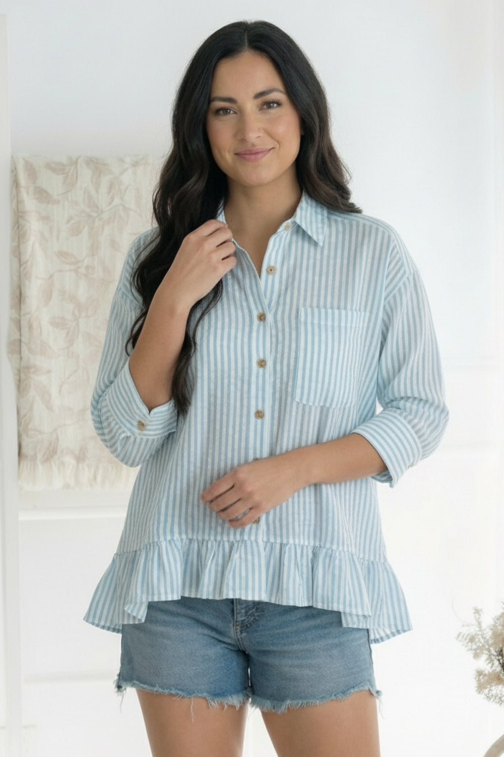 Pretty Please Blue Peplum Blouse    Joy & Country