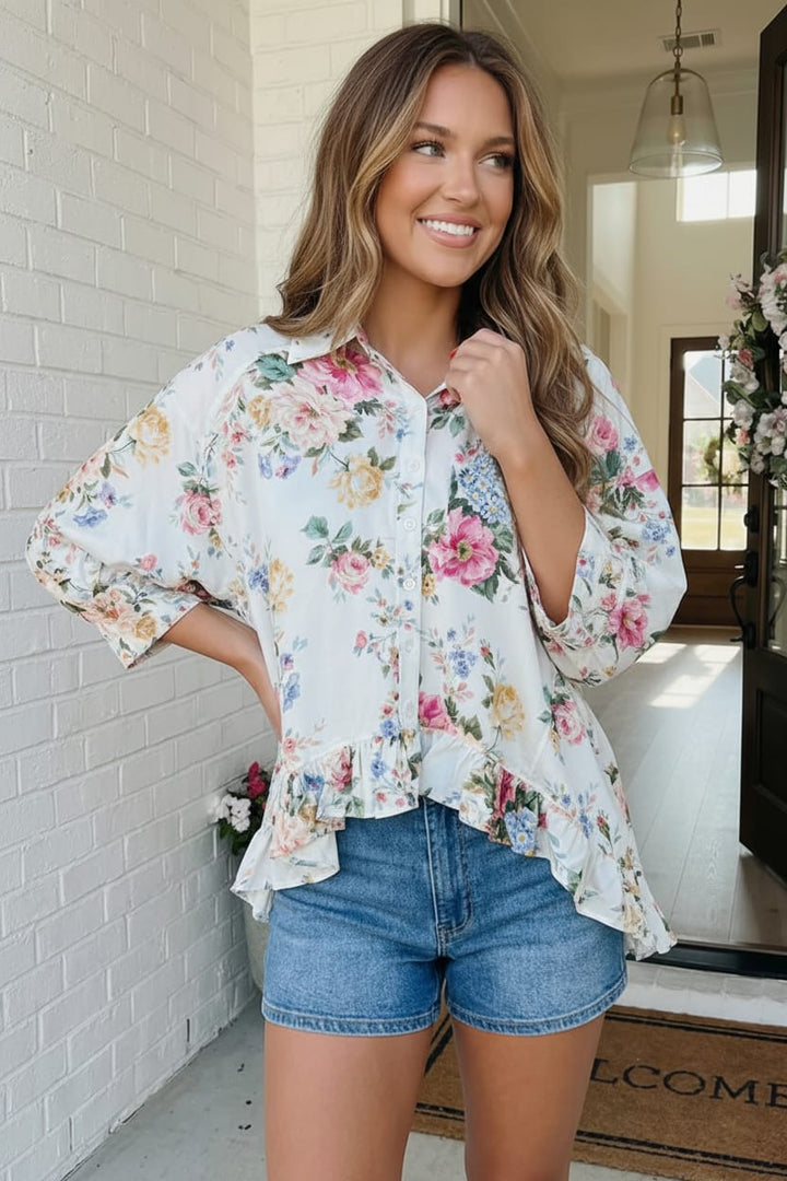 Home for the Weekend Floral Peplum Blouse    Joy & Country