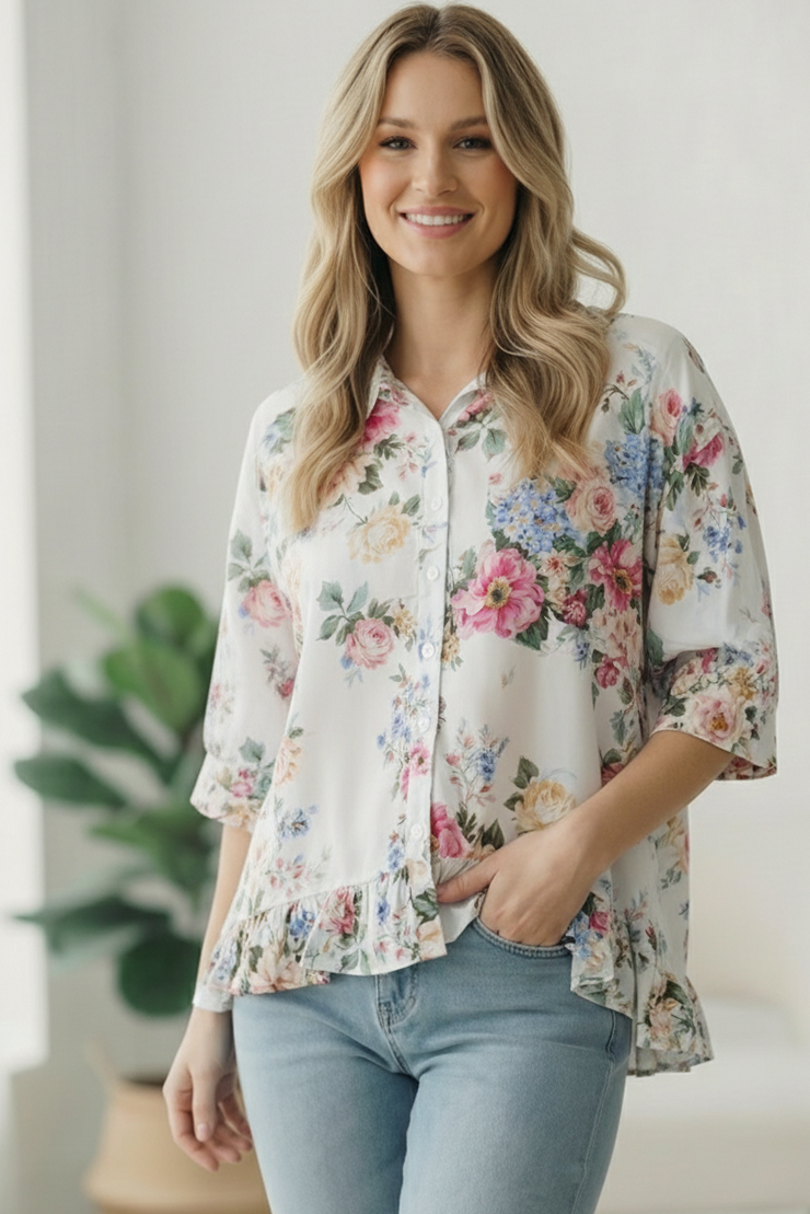 Home for the Weekend Floral Peplum Blouse    Joy & Country