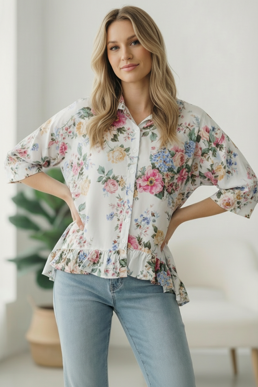 Home for the Weekend Floral Peplum Blouse    Joy & Country