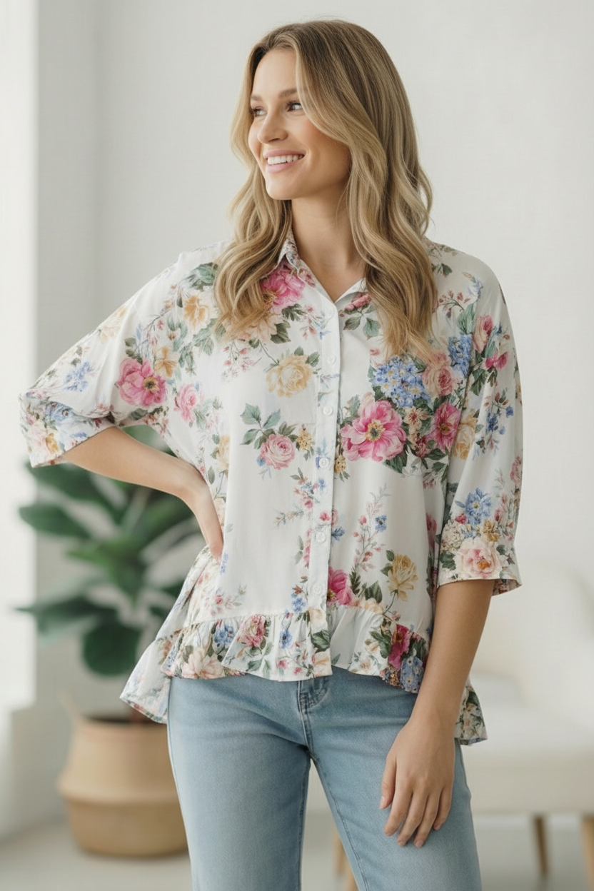 Home for the Weekend Floral Peplum Blouse    Joy & Country