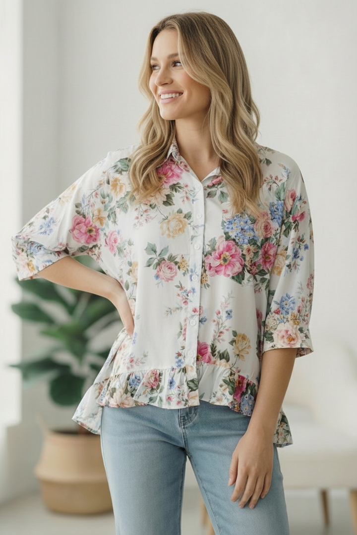 Home for the Weekend Floral Peplum Blouse    Joy & Country