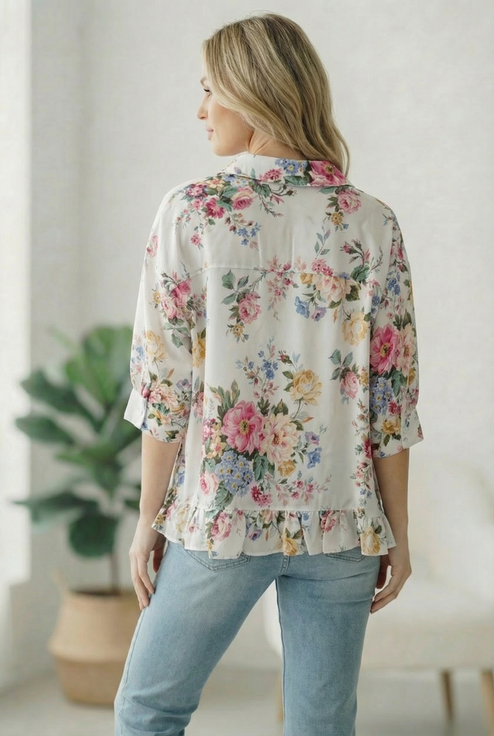 Home for the Weekend Floral Peplum Blouse    Joy & Country