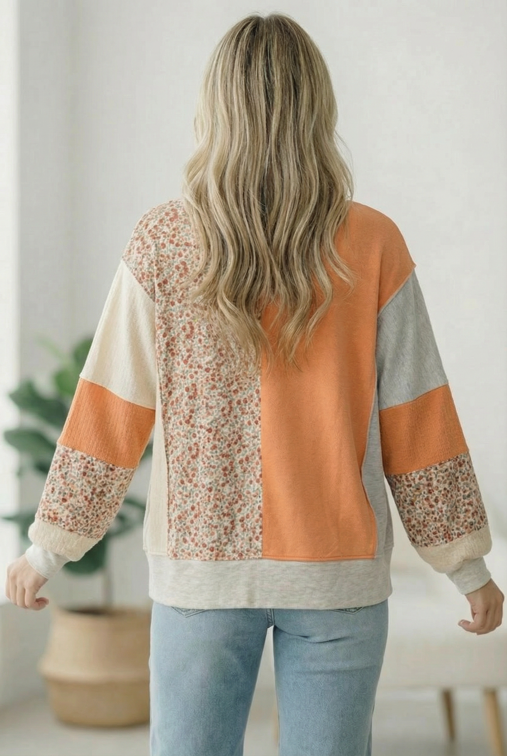 Orange Creamsicle Colorblock Pullover    Joy & Country