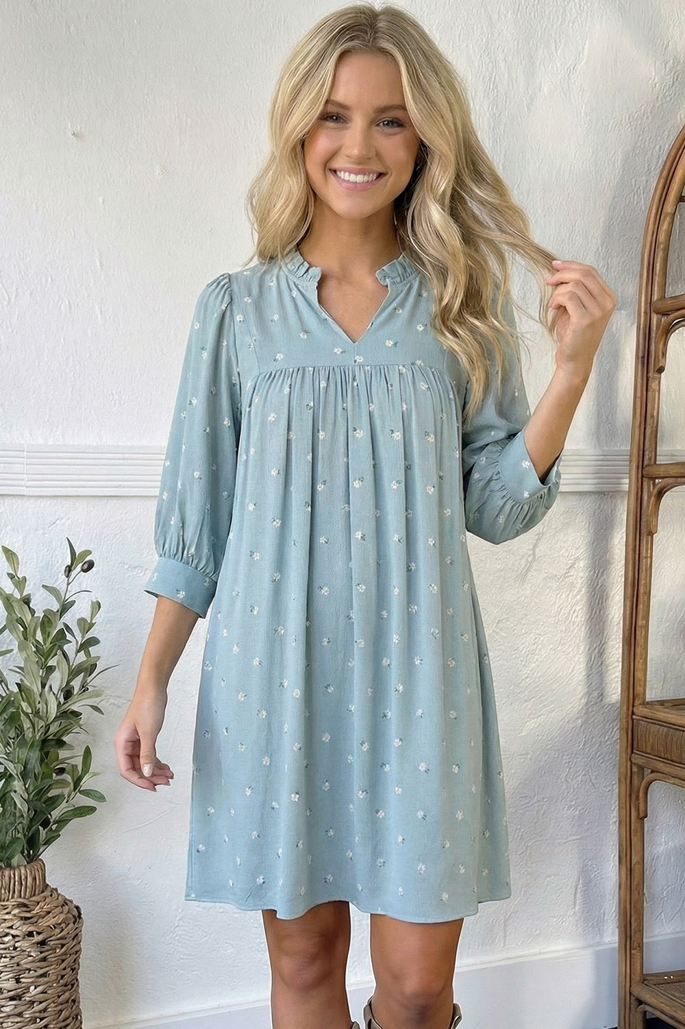 Bluebell Breeze Notch Neck Dress    Joy & Country