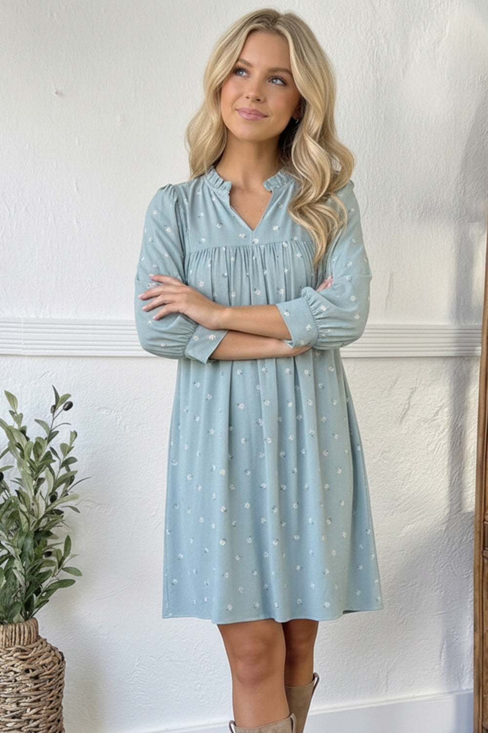 Bluebell Breeze Notch Neck Dress    Joy & Country