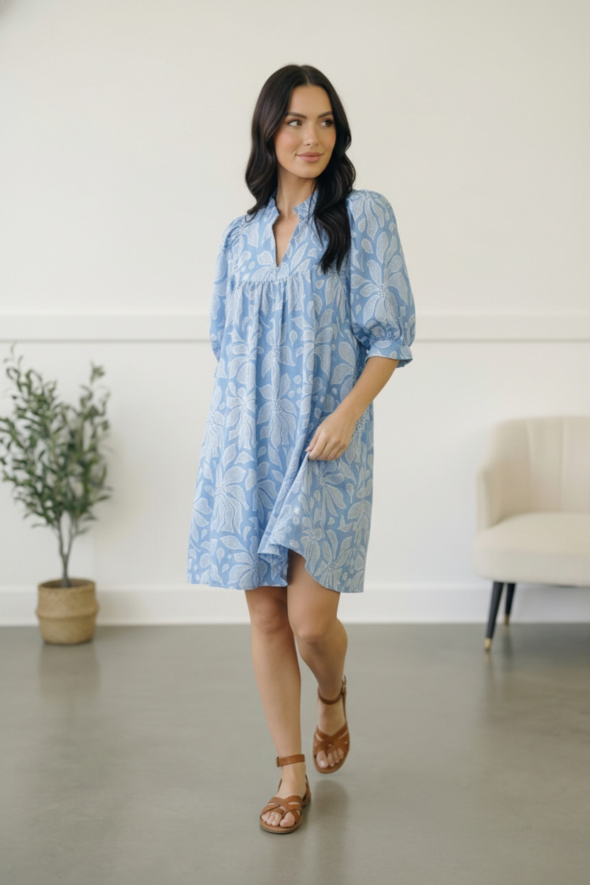 Garden at the Harbor Blue Dress    Joy & Country