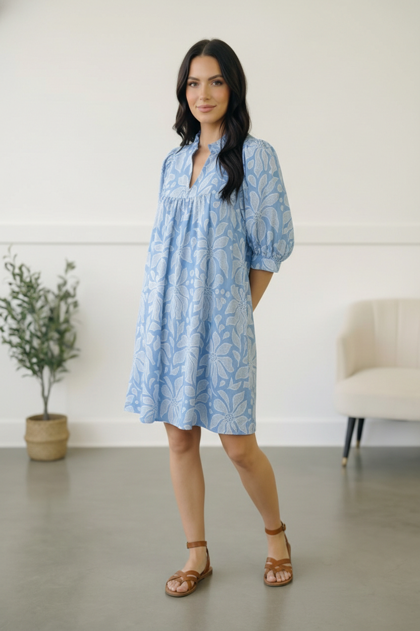 Garden at the Harbor Blue Dress    Joy & Country