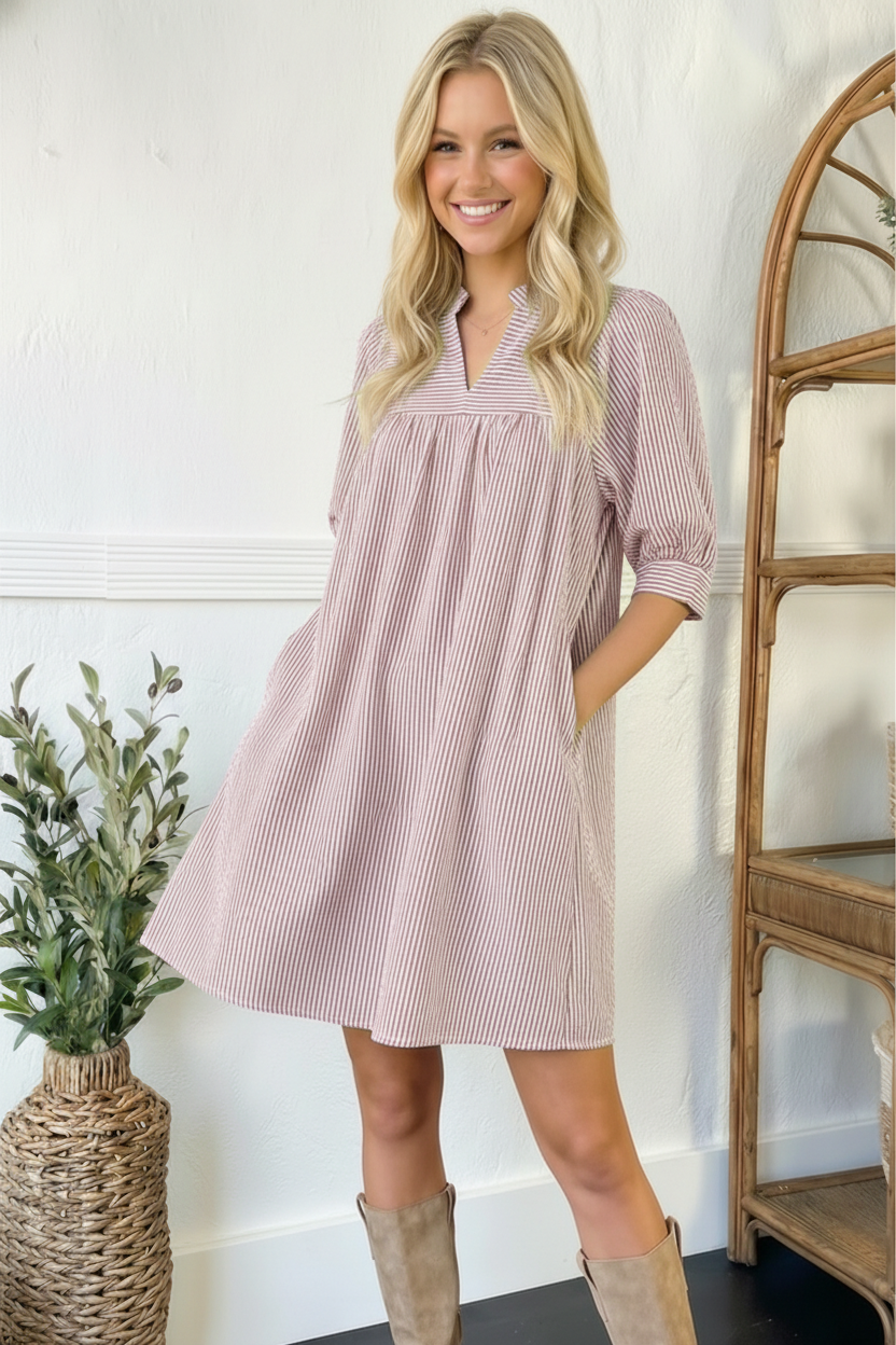 Flowy Pink Stripe Dress