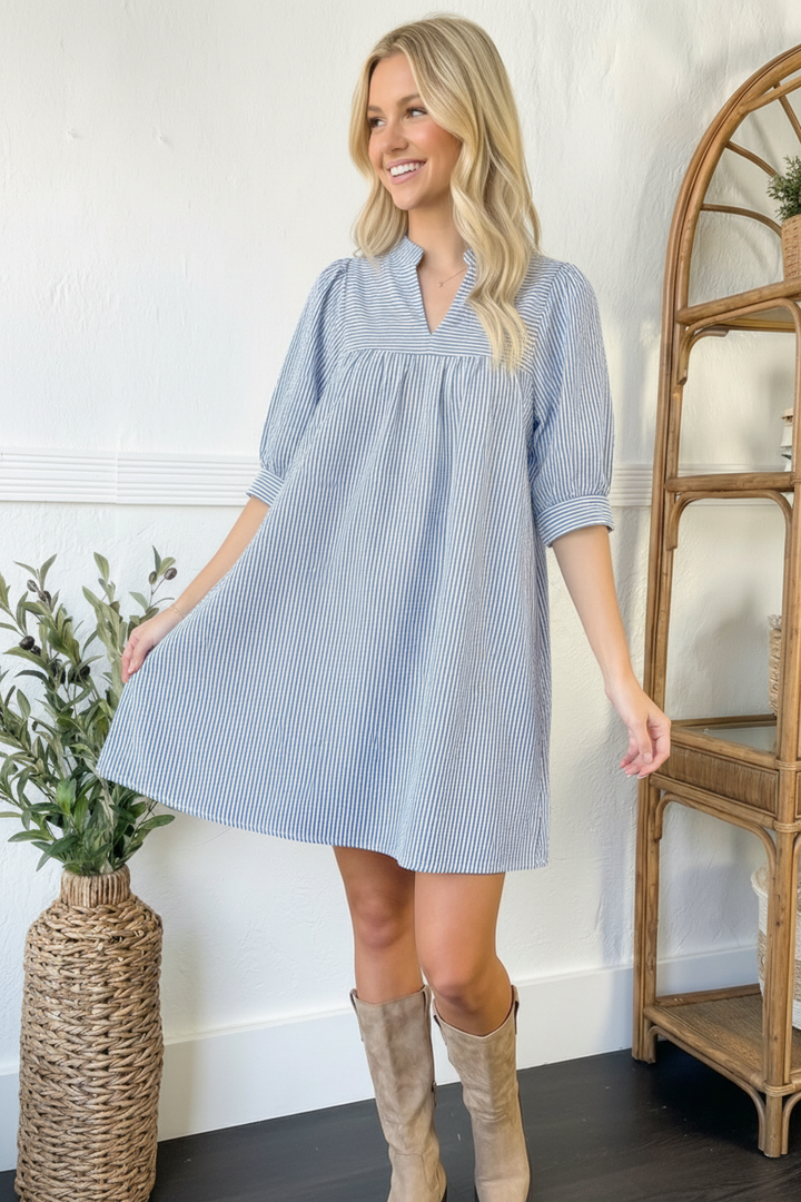 Flowy Blue Stripe Dress