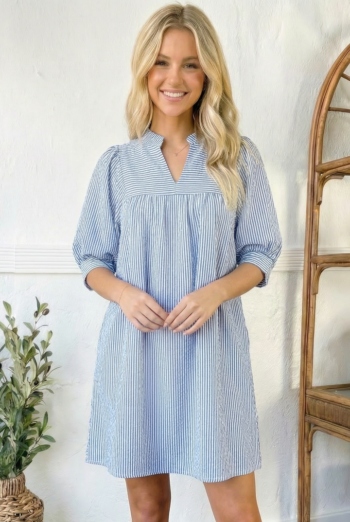 Flowy Blue Stripe Dress