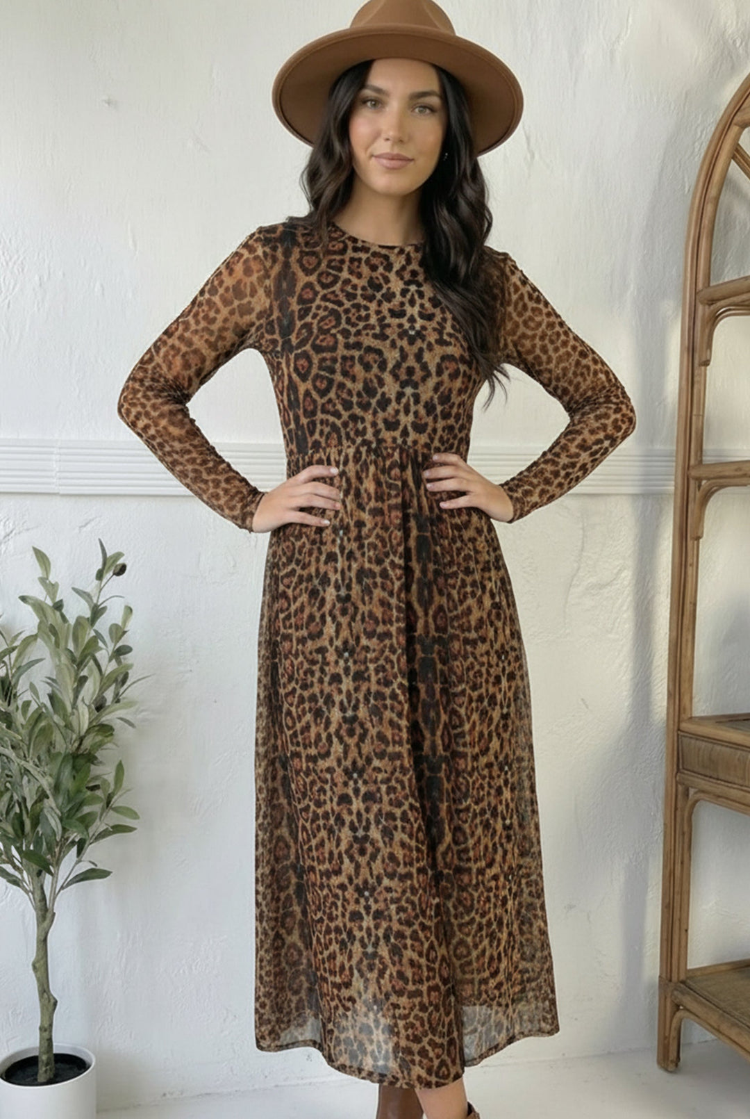 Turn Heads Leopard Mesh Lined Dress
