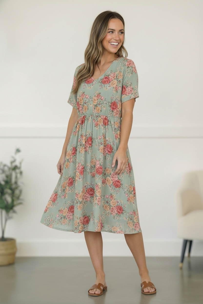 Spring at a Garden Wedding Midi Dress    Joy & Country
