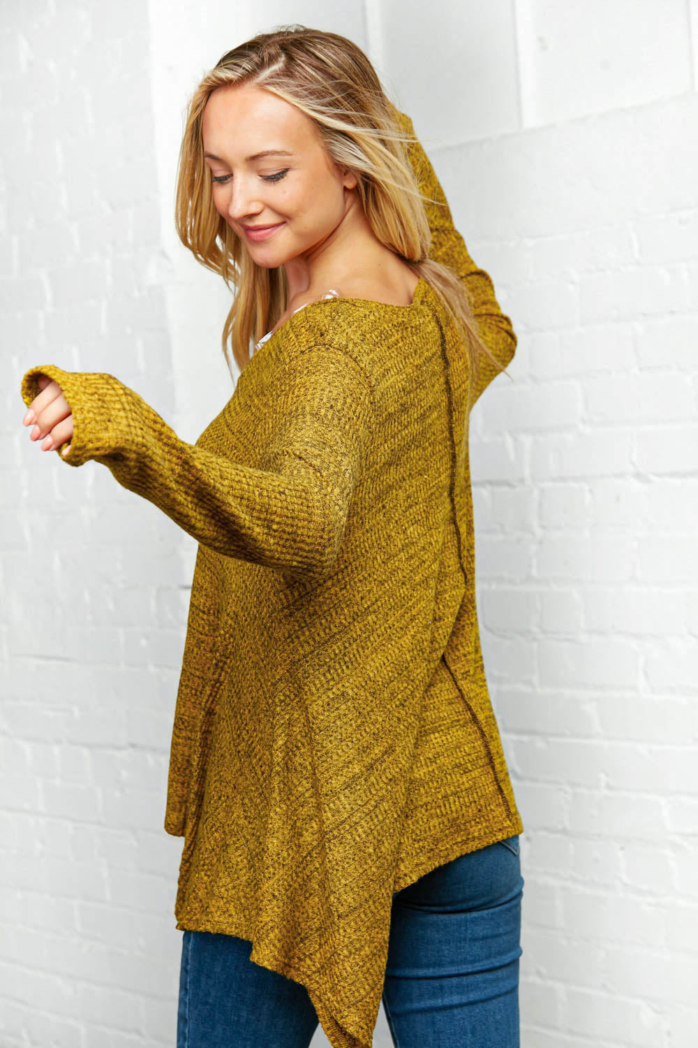 Sunflower Nights Two-Tone Waffle-Knit Top