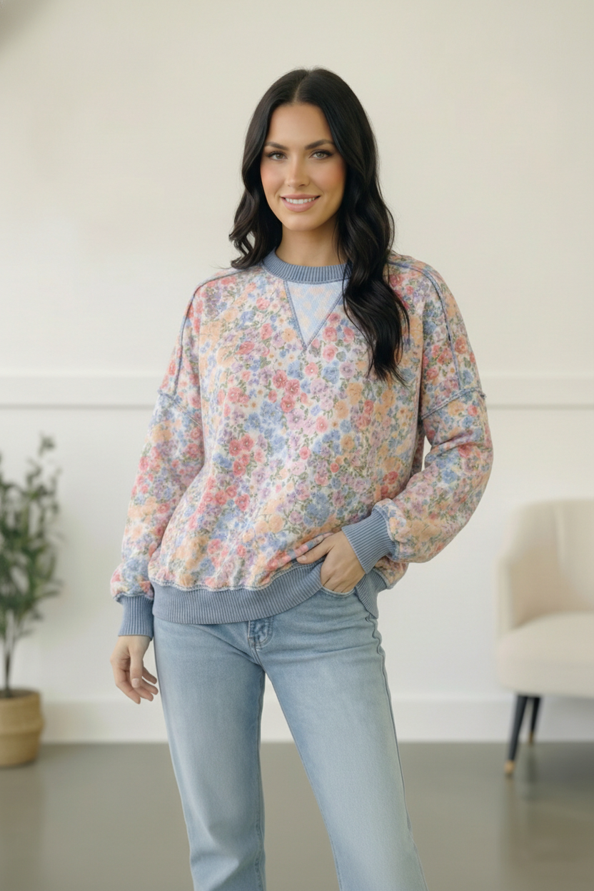 Meadow Breeze Floral Pullover    Joy & Country