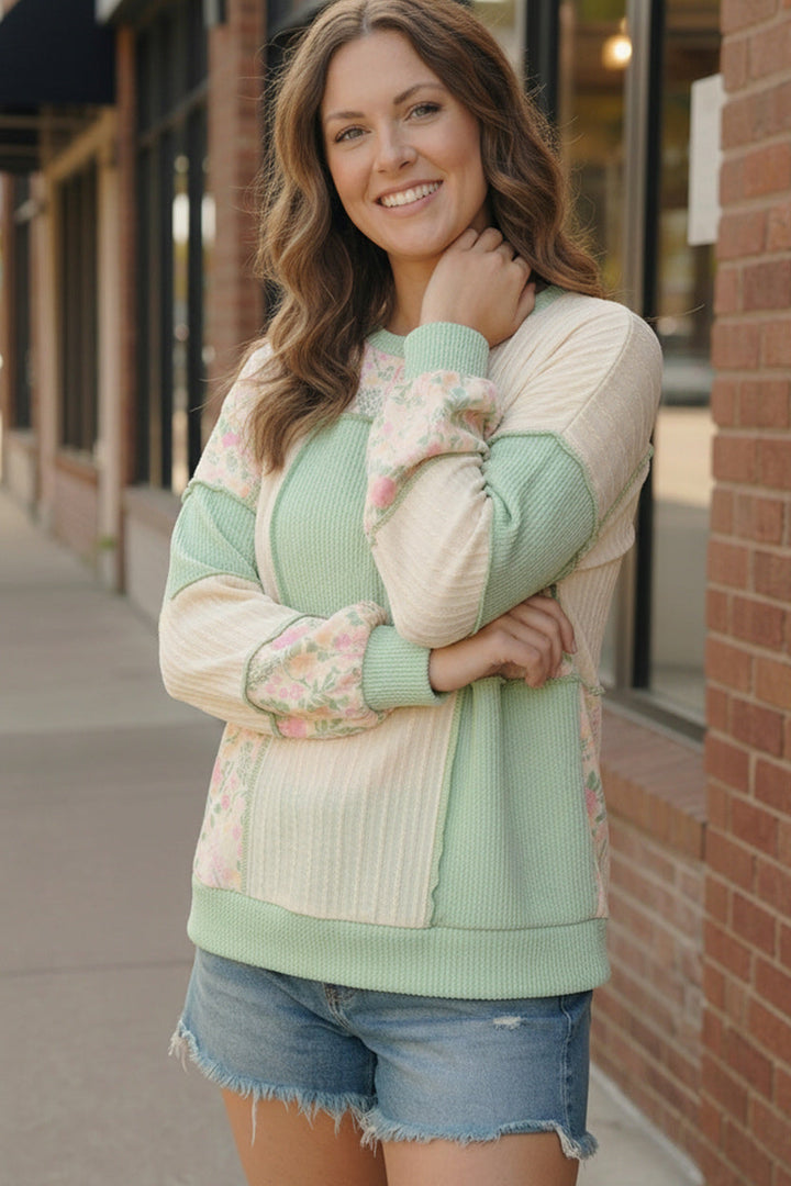 Floral Fields Mint Ribbed Colorblock    Joy & Country