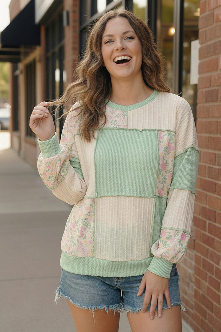 Floral Fields Mint Ribbed Colorblock    Joy & Country