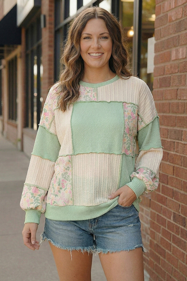 Floral Fields Mint Ribbed Colorblock    Joy & Country