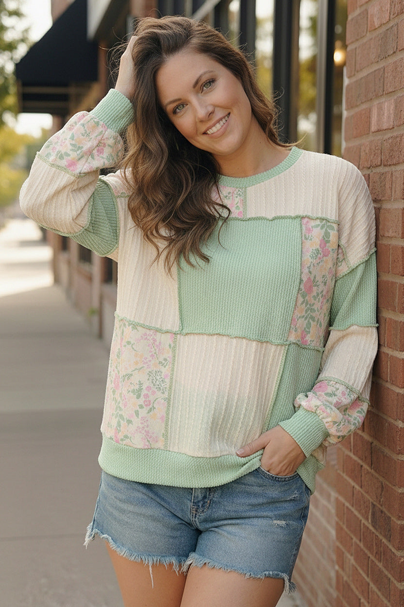 Floral Fields Mint Ribbed Colorblock    Joy & Country