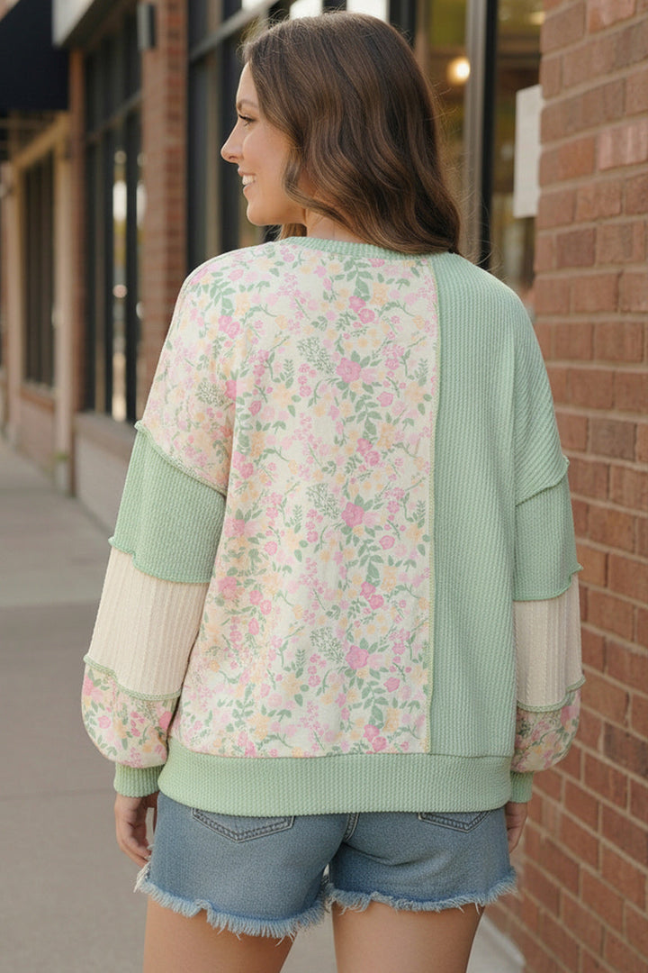 Floral Fields Mint Ribbed Colorblock    Joy & Country