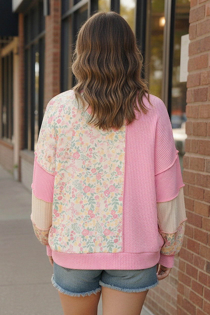 Floral Fields Pink Ribbed Colorblock    Joy & Country