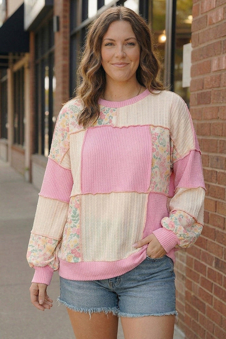 Floral Fields Pink Ribbed Colorblock    Joy & Country