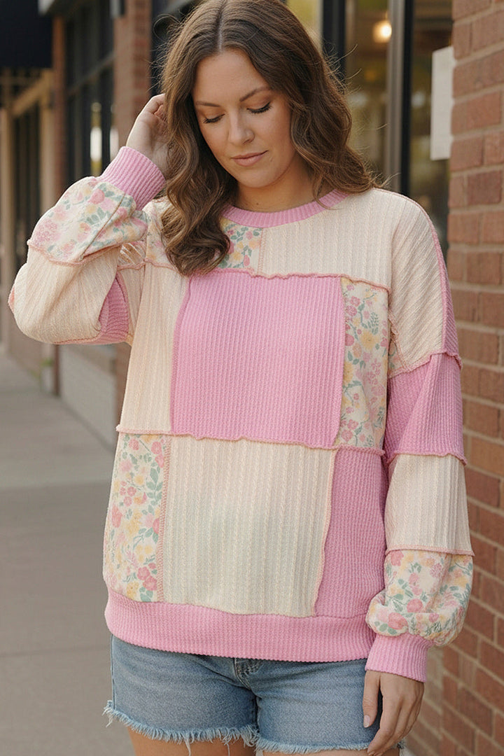 Floral Fields Pink Ribbed Colorblock    Joy & Country